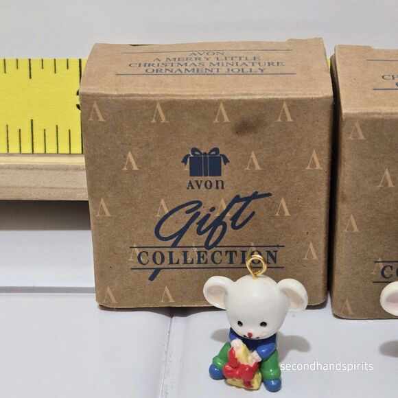 Avon A Merry Little Christmas  Miniature Mouse Ornaments. Lot Of 5 - Picture 2 of 8